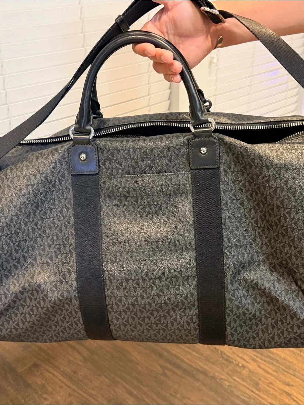 Michael Kors Black MK Logo Duffel Bag with Black Trim